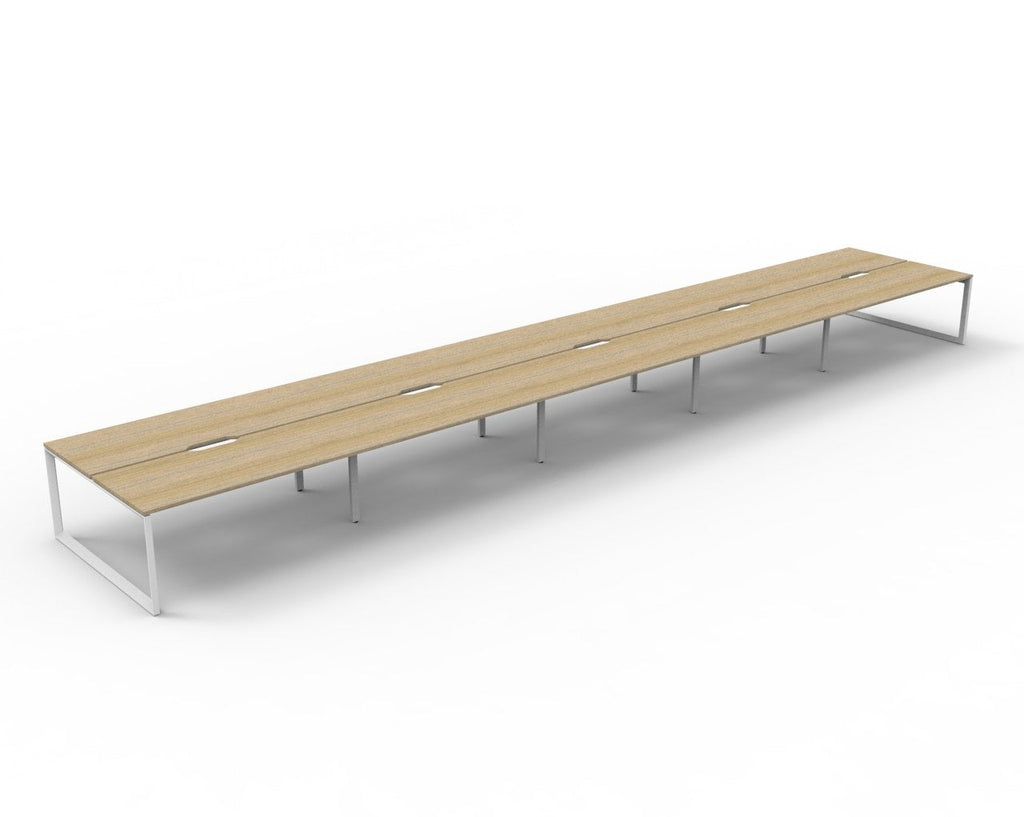 Rapidline Deluxe Infinity Back to Back 10 Person Workstation Loop Leg 1200 x 750mm Natural Oak / White Satin