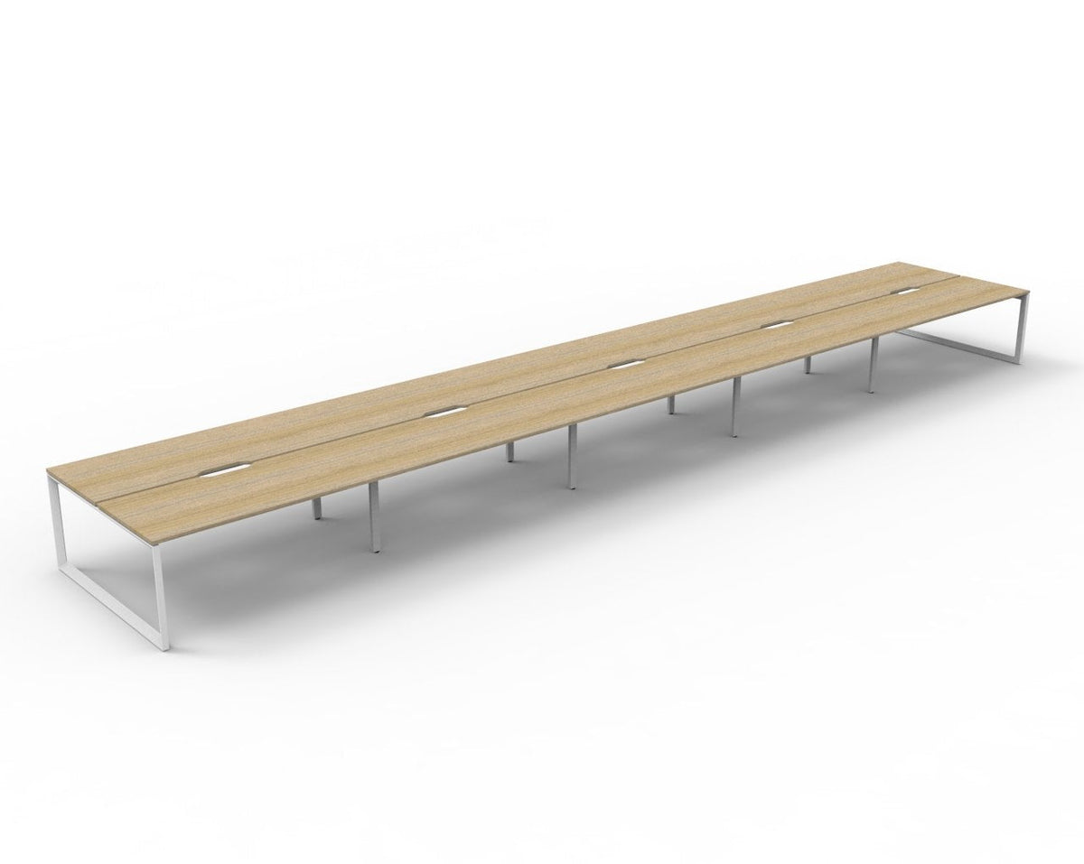 Rapidline Deluxe Infinity Back to Back 10 Person Workstation Loop Leg 1200 x 750mm Natural Oak / White Satin
