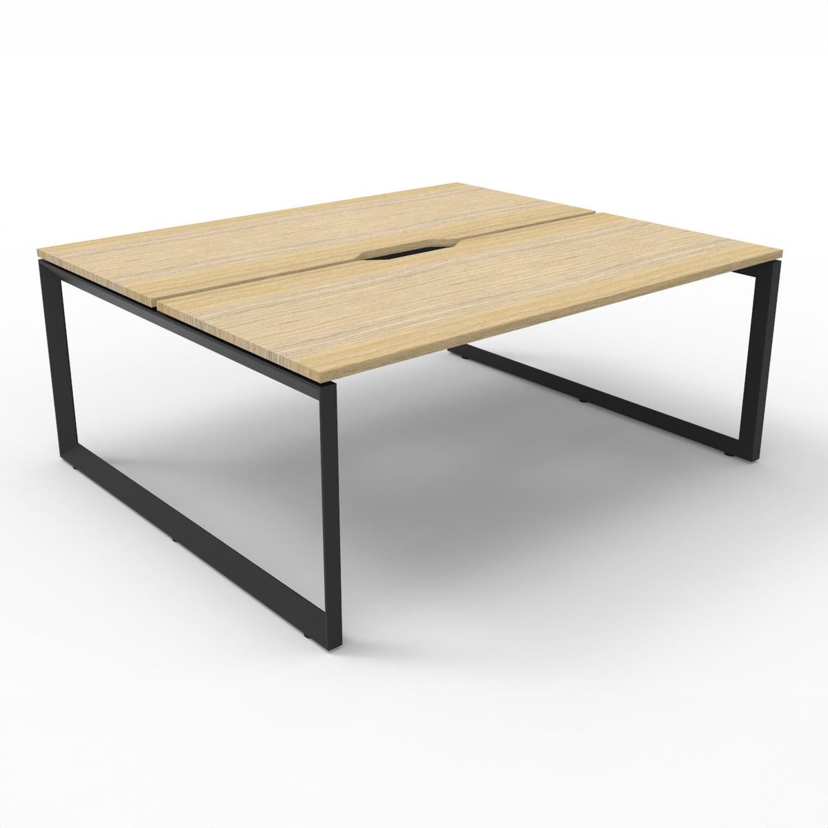 Rapidline Deluxe Infinity Back to Back 2 Person Workstation Loop Leg 1800 x 750mm Natural White / Black Satin