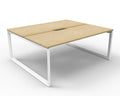 Rapidline Deluxe Infinity Back to Back 2 Person Workstation Loop Leg 1800 x 750mm Natural Oak / White Satin