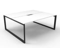 Rapidline Deluxe Infinity Back to Back 2 Person Workstation Loop Leg 1800 x 750mm Natural White / Black Satin