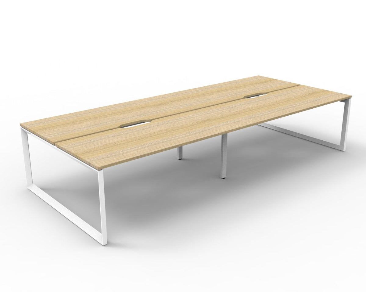 Rapidline Deluxe Infinity Back to Back 4 Person Workstation Loop Leg 1500 x 750mm Natural Oak / White Satin