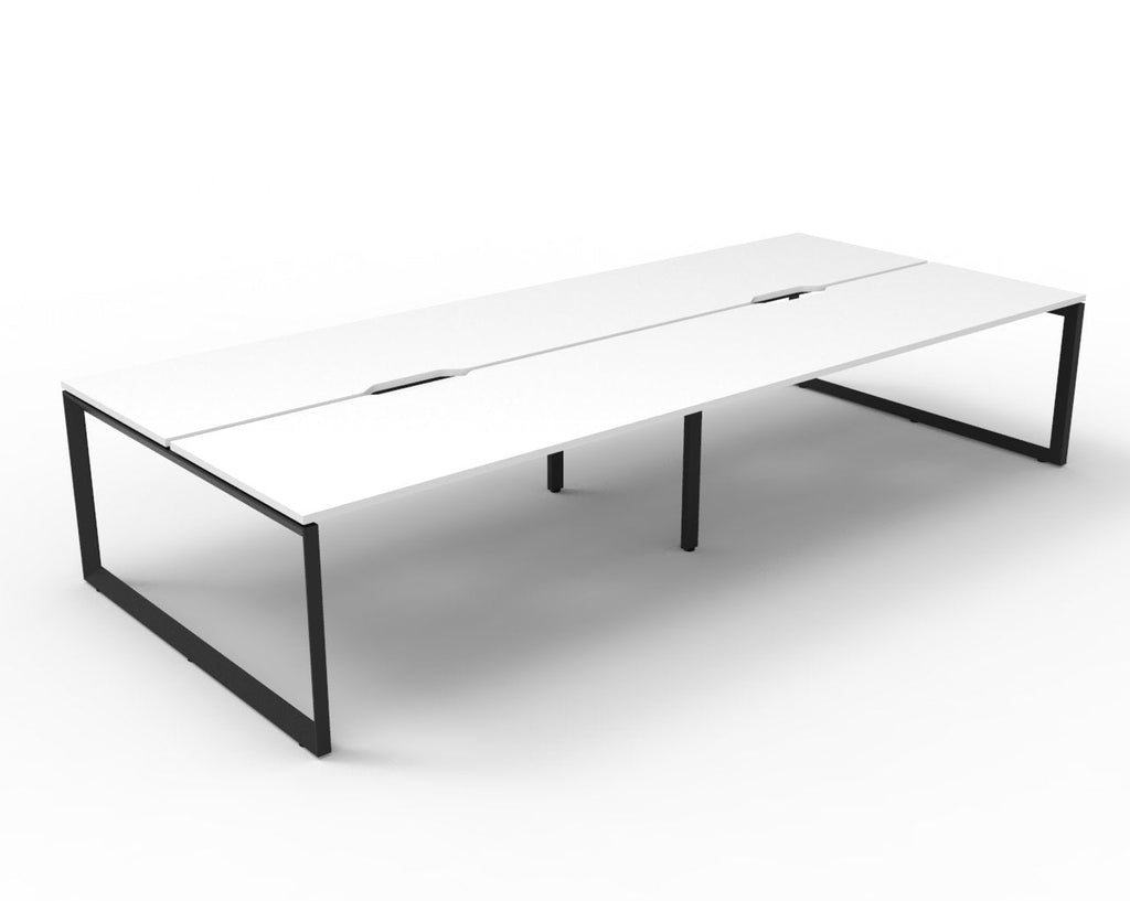 Rapidline Deluxe Infinity Back to Back 4 Person Workstation Loop Leg 1800 x 750mm Natural White / Black Satin