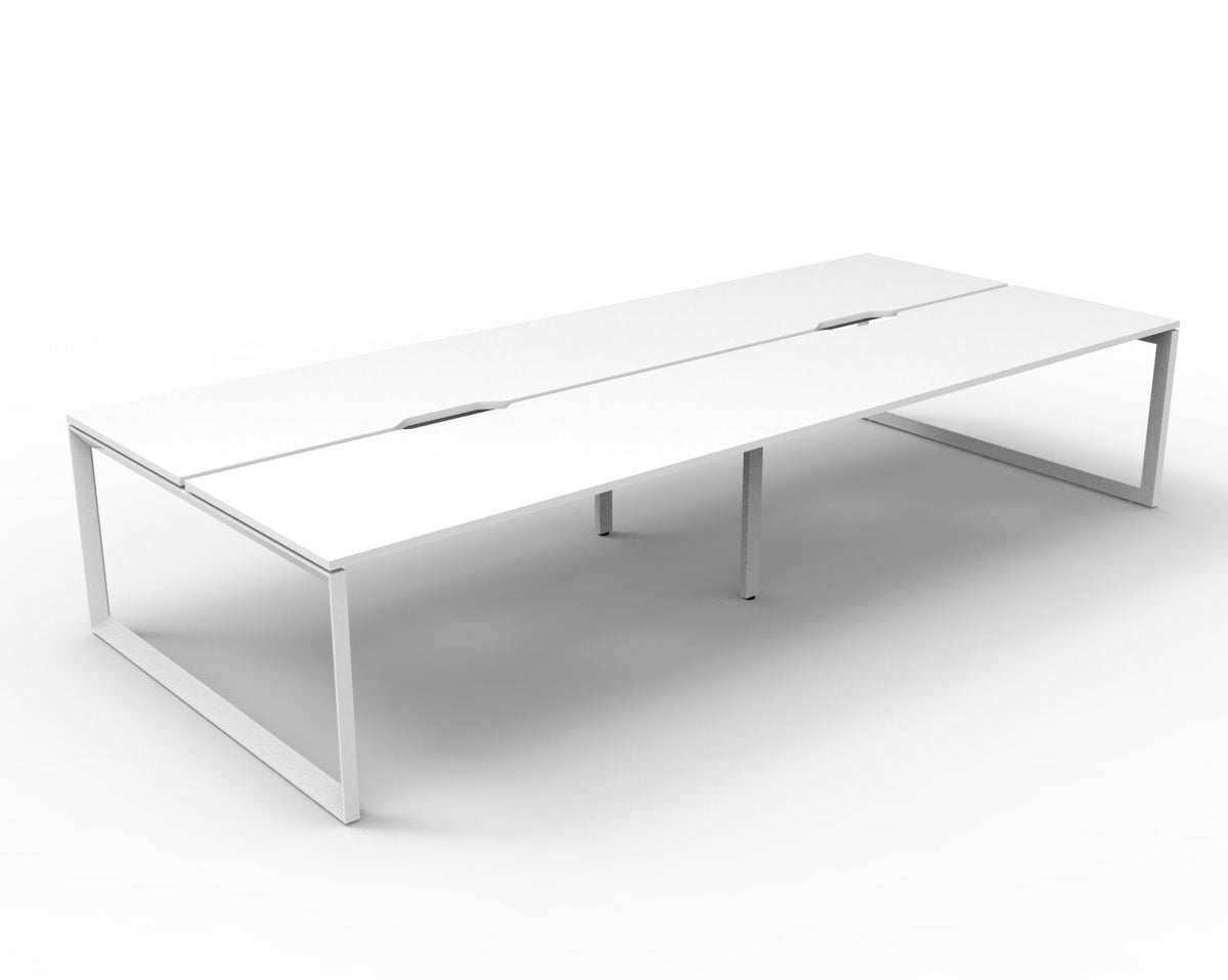 Rapidline Deluxe Infinity Back to Back 4 Person Workstation Loop Leg 1500 x 750mm with Screen Natural Oak / Black Satin