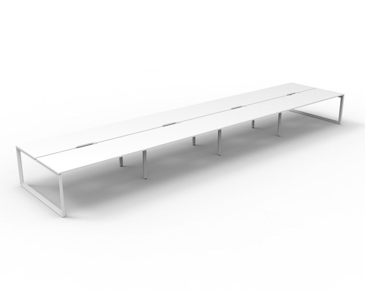 Rapidline Deluxe Infinity Back to Back 8 Person Workstation Loop Leg 1500 x 750mm Natural White / White Satin