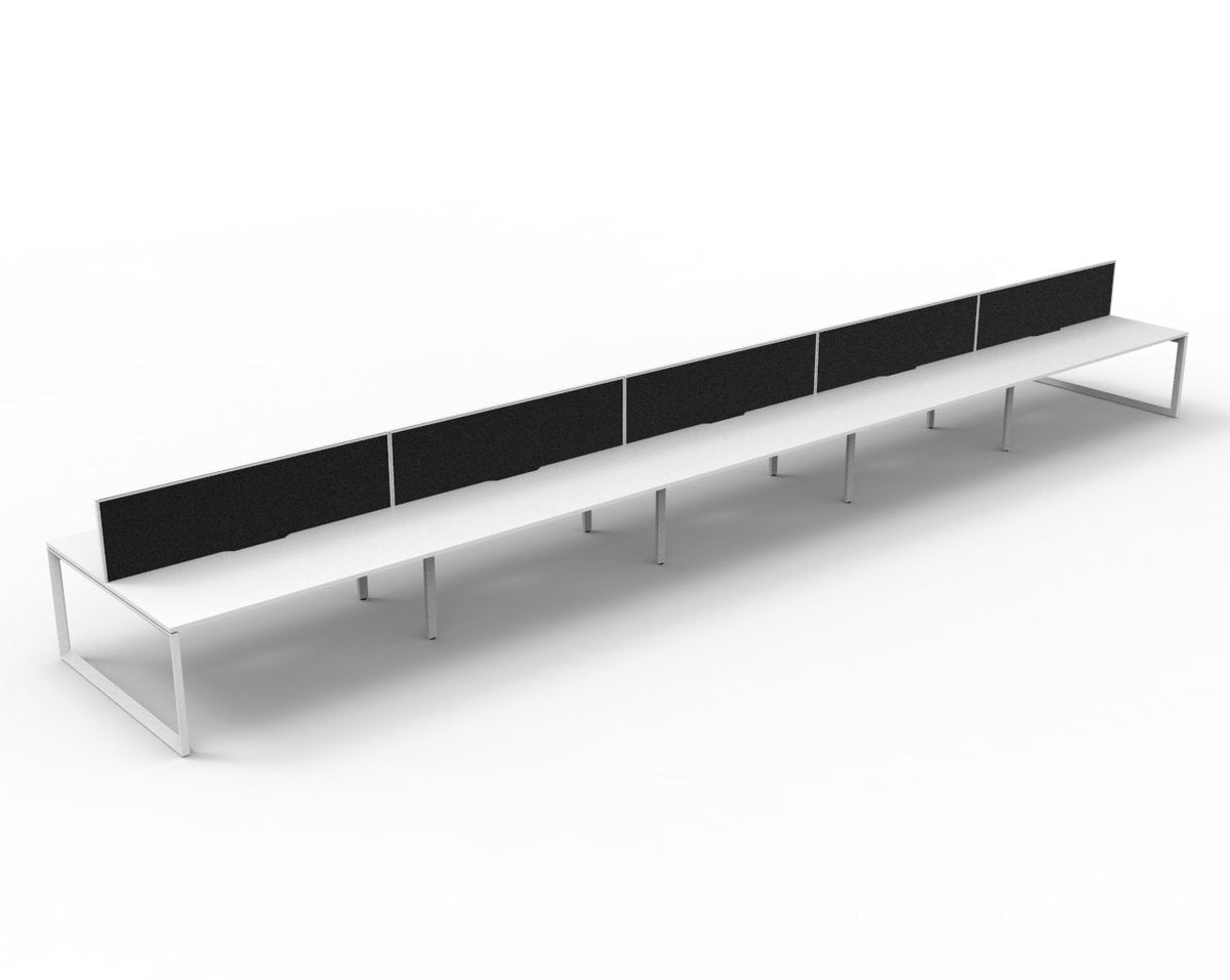Rapidline Deluxe Infinity Back to Back 10 Person Workstation Loop Leg 1800 x 750mm with Screen Natural White / White Satin