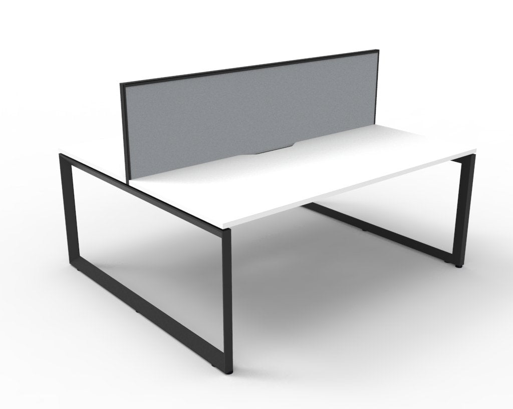 Rapidline Deluxe Infinity Back to Back 2 Person Workstation Loop Leg 1500 x 750mm with Screen Natural Oak / White Satin