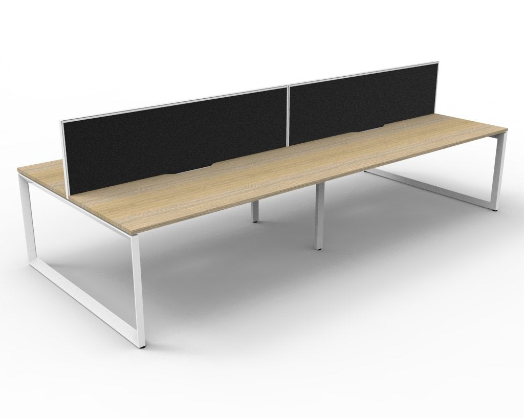 Rapidline Deluxe Infinity Back to Back 4 Person Workstation Loop Leg 1500 x 750mm with Screen Natural Oak / White Satin