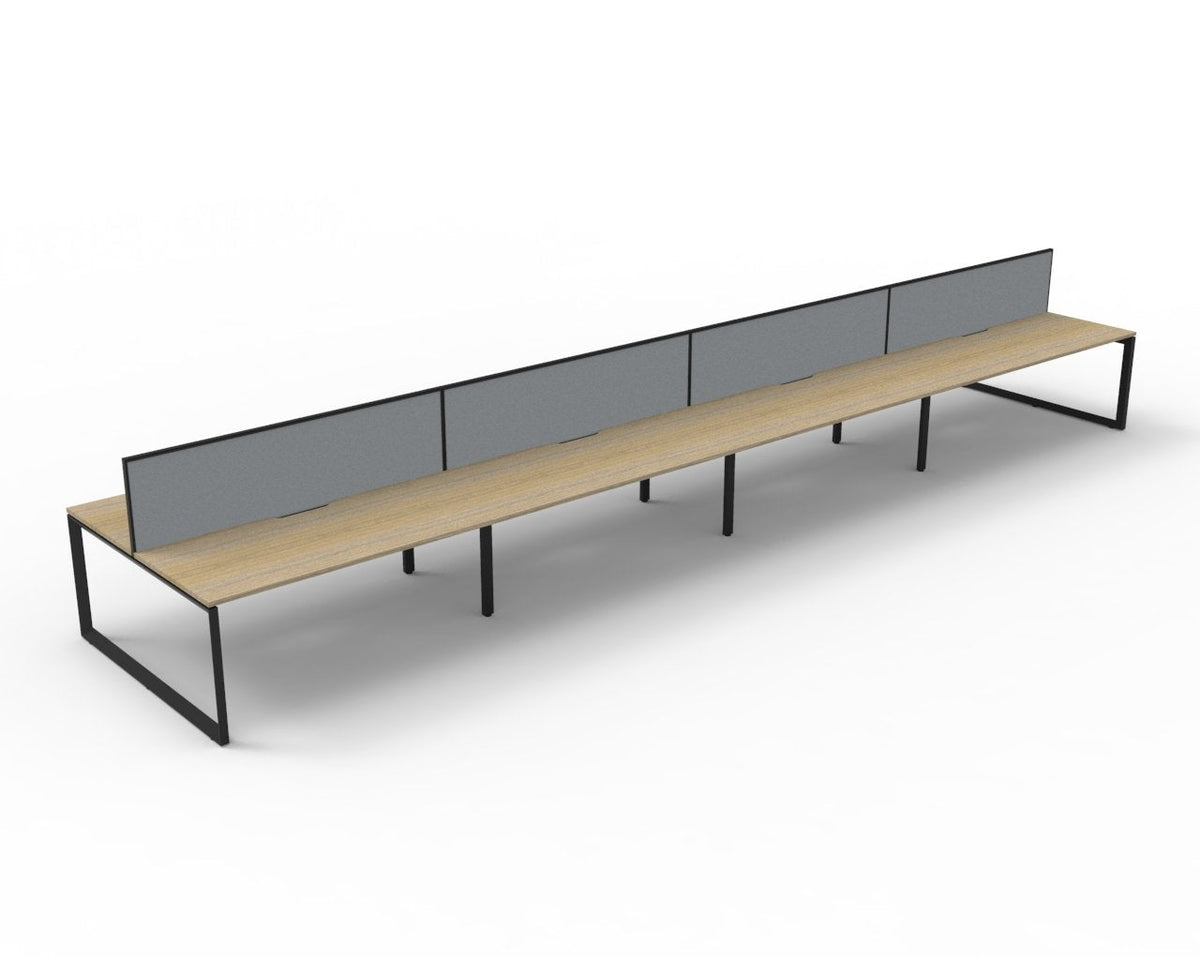 Rapidline Deluxe Infinity Back to Back 8 Person Workstation Loop Leg 1200 x 750mm with Screen Natural Oak / Black Satin