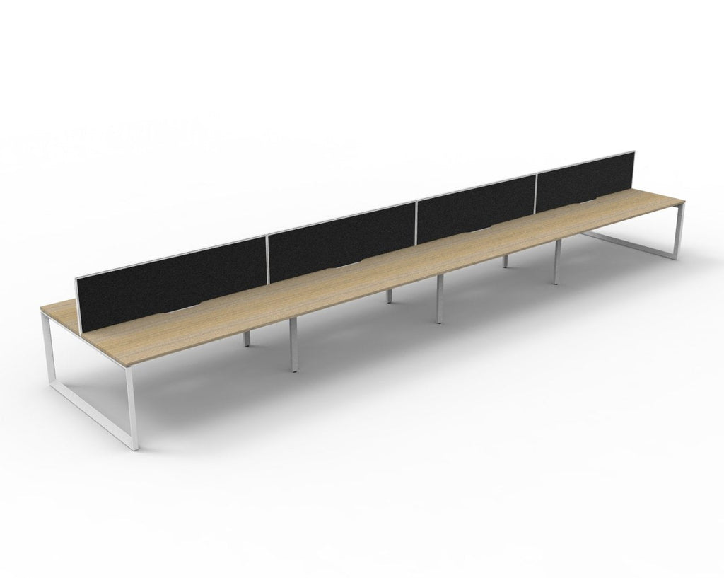 Rapidline Deluxe Infinity Back to Back 8 Person Workstation Loop Leg 1200 x 750mm with Screen Natural Oak / White Satin