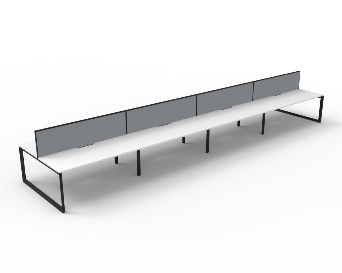 Rapidline Deluxe Infinity Back to Back 8 Person Workstation Loop Leg 1200 x 750mm with Screen Natural White / Black Satin