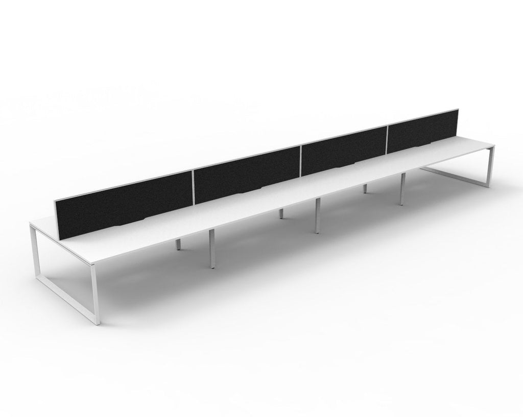 Rapidline Deluxe Infinity Back to Back 8 Person Workstation Loop Leg 1800 x 750mm with Screen Natural White / White Satin