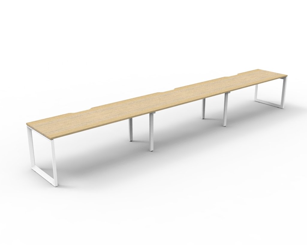 Rapidline Deluxe Infinity Single Sided 3 Person Workstation Loop Leg 1200 x 750mm Natural Oak / White Satin