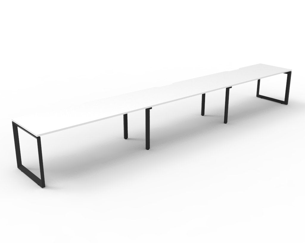 Rapidline Deluxe Infinity Single Sided 3 Person Workstation Loop Leg 1500 x 750mm Natural White / Black Satin