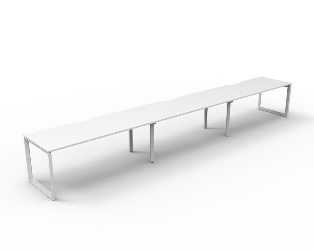 Rapidline Deluxe Infinity Single Sided 3 Person Workstation Loop Leg 1500 x 750mm Natural White / White Satin