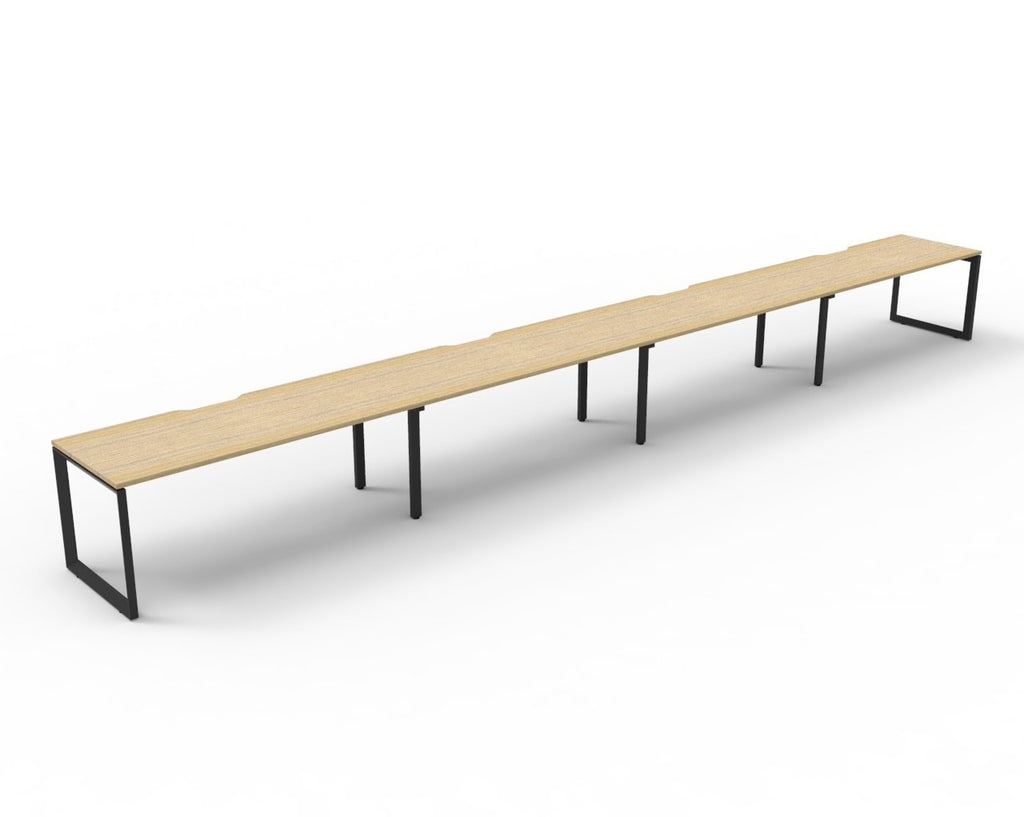 Rapidline Deluxe Infinity Single Sided 4 Person Workstation Loop Leg 1500 x 750mm Natural Oak / Black Satin