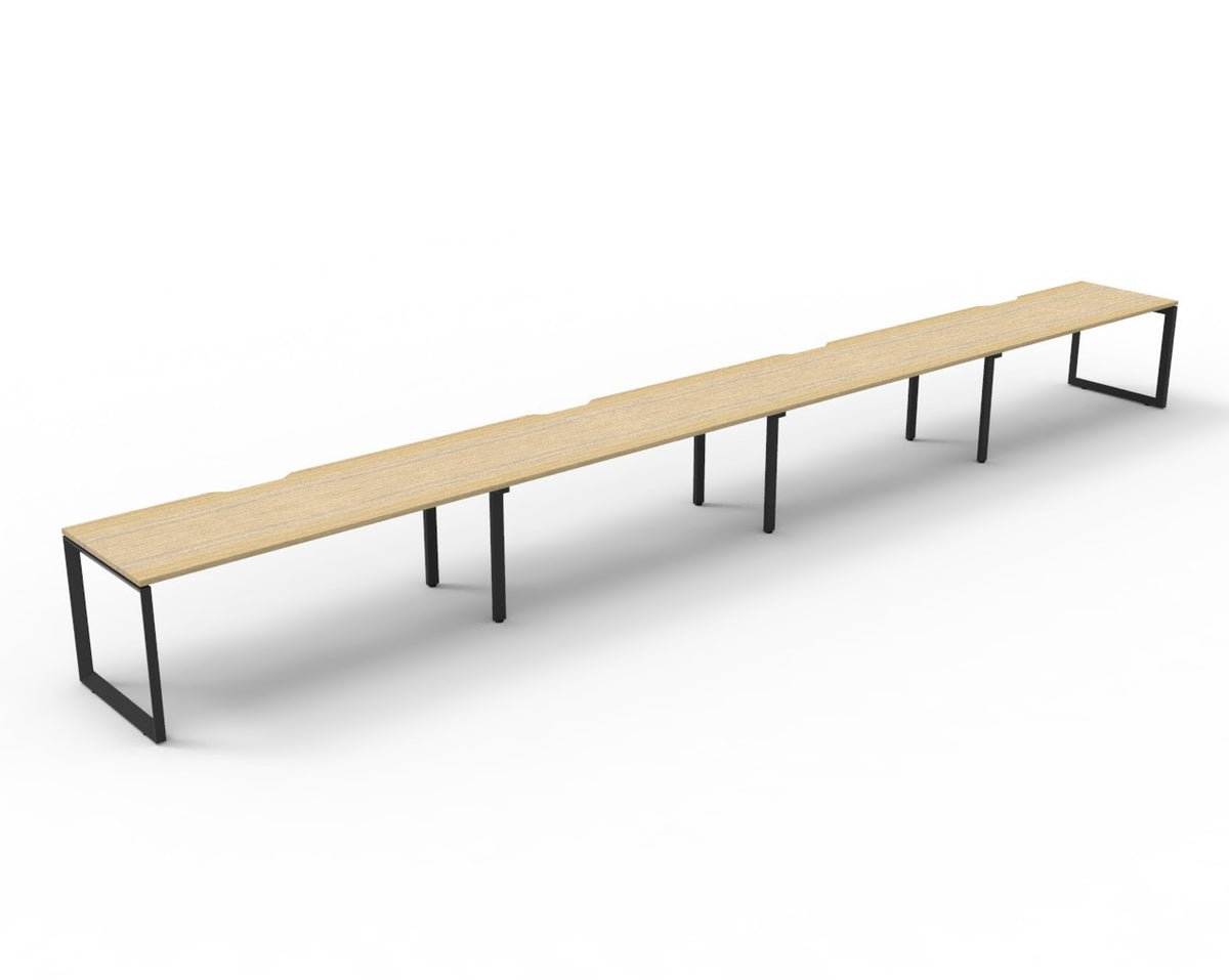 Rapidline Deluxe Infinity Single Sided 4 Person Workstation Loop Leg 1500 x 750mm Natural Oak / Black Satin