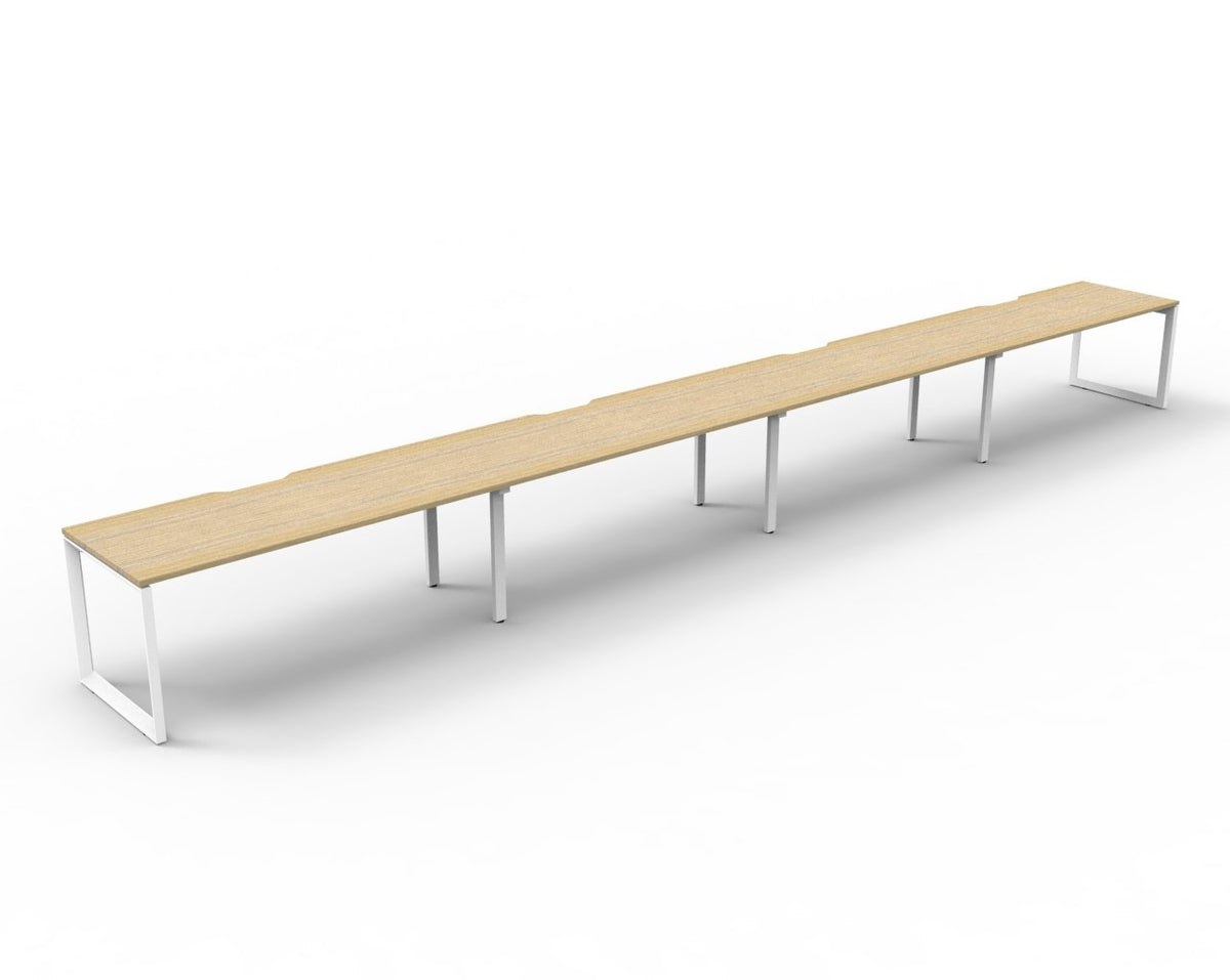 Rapidline Deluxe Infinity Single Sided 4 Person Workstation Loop Leg 1500 x 750mm Natural Oak / White Satin