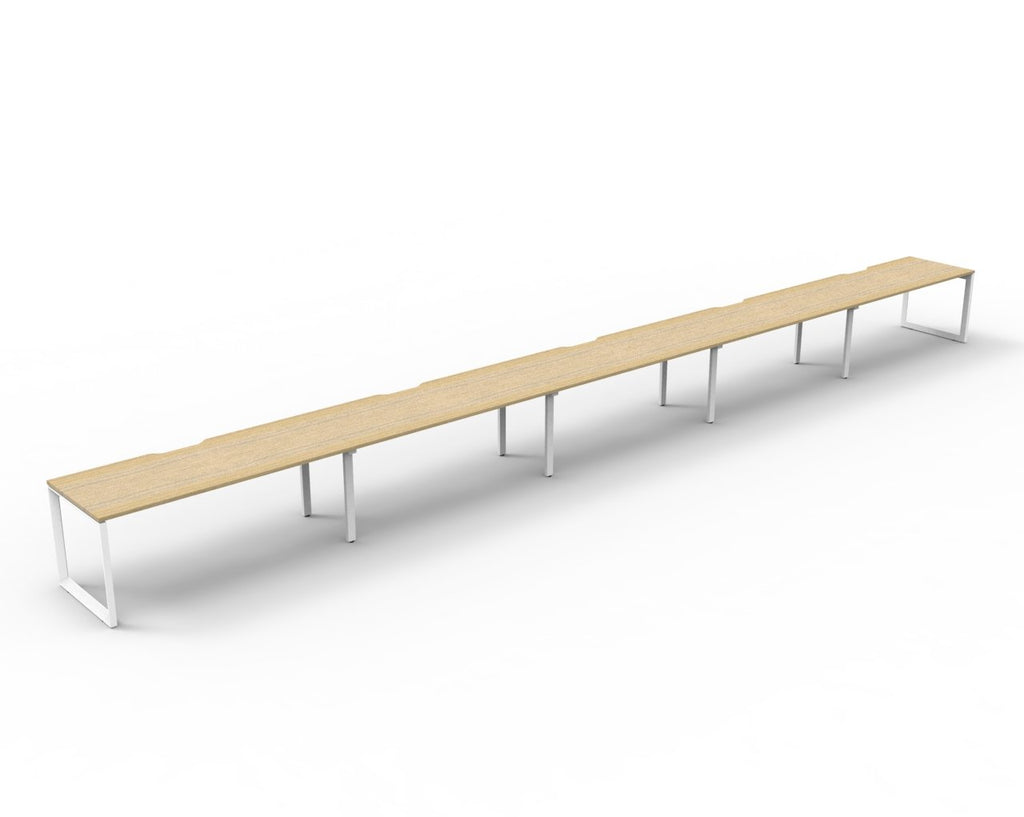 Rapidline Deluxe Infinity Single Sided 5 Person Workstation Loop Leg 1500 x 750mm Natural White / White Satin