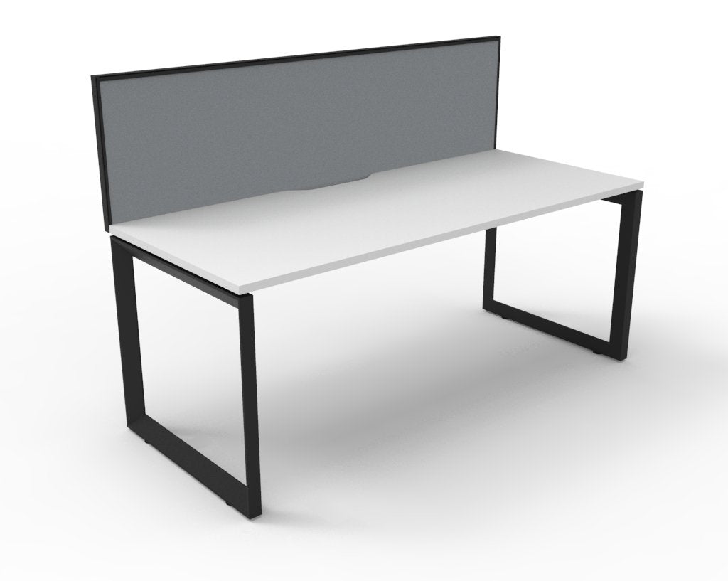 Rapidline Deluxe Infinity Single Sided 3 Person Workstation Loop Leg 1800 x 750mm with Screen Natural Oak / Black Satin