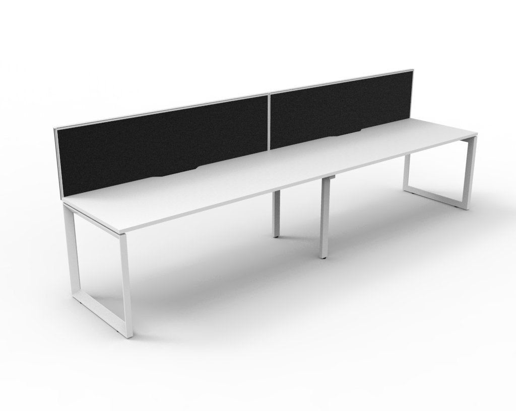 Rapidline Deluxe Infinity Single Sided 3 Person Workstation Loop Leg 1200 x 750mm with Screen Natural Oak / Black Satin