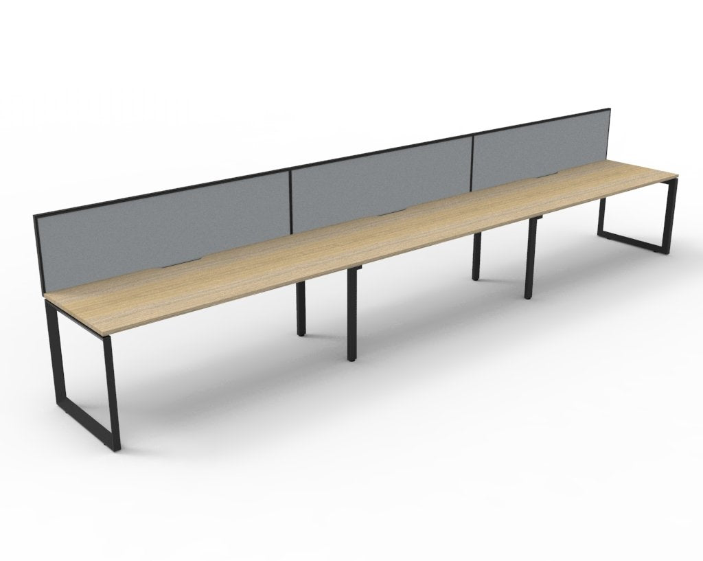 Rapidline Deluxe Infinity Single Sided 3 Person Workstation Loop Leg 1500 x 750mm with Screen Natural Oak / Black Satin