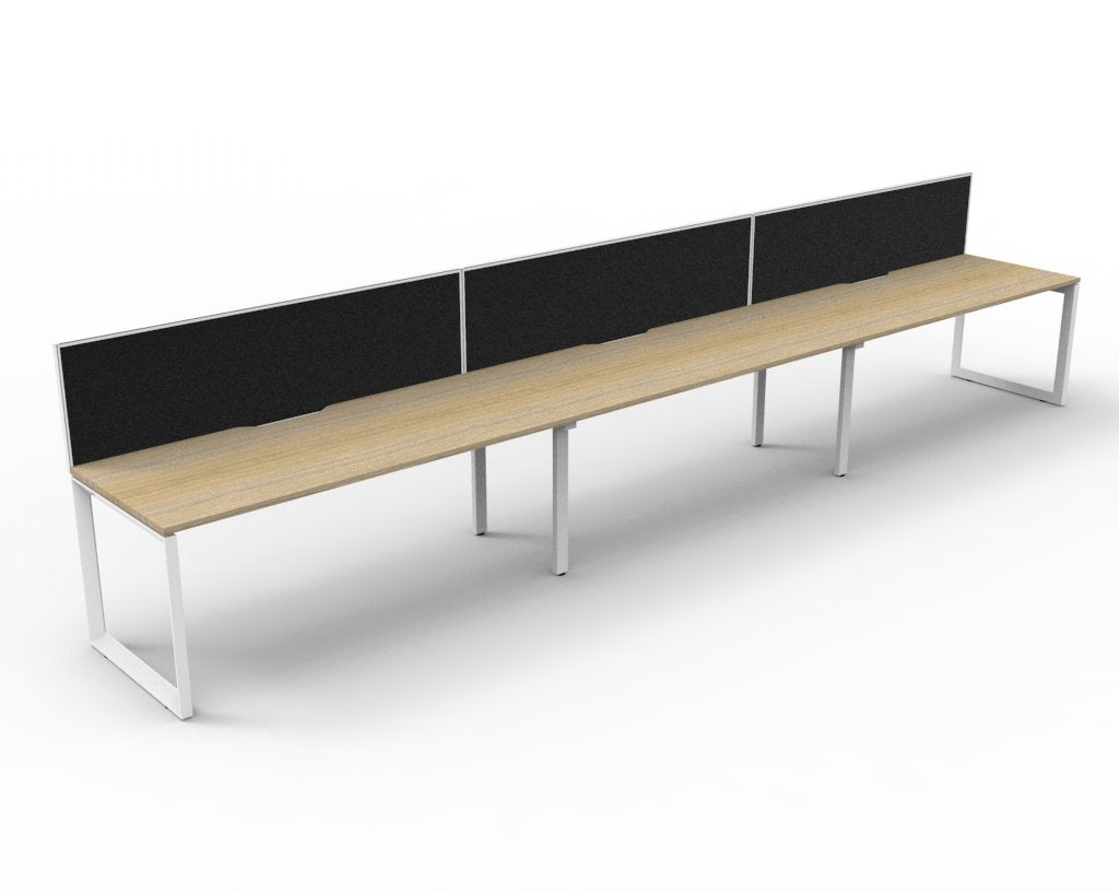 Rapidline Deluxe Infinity Single Sided 3 Person Workstation Loop Leg 1800 x 750mm with Screen Natural Oak / White Satin