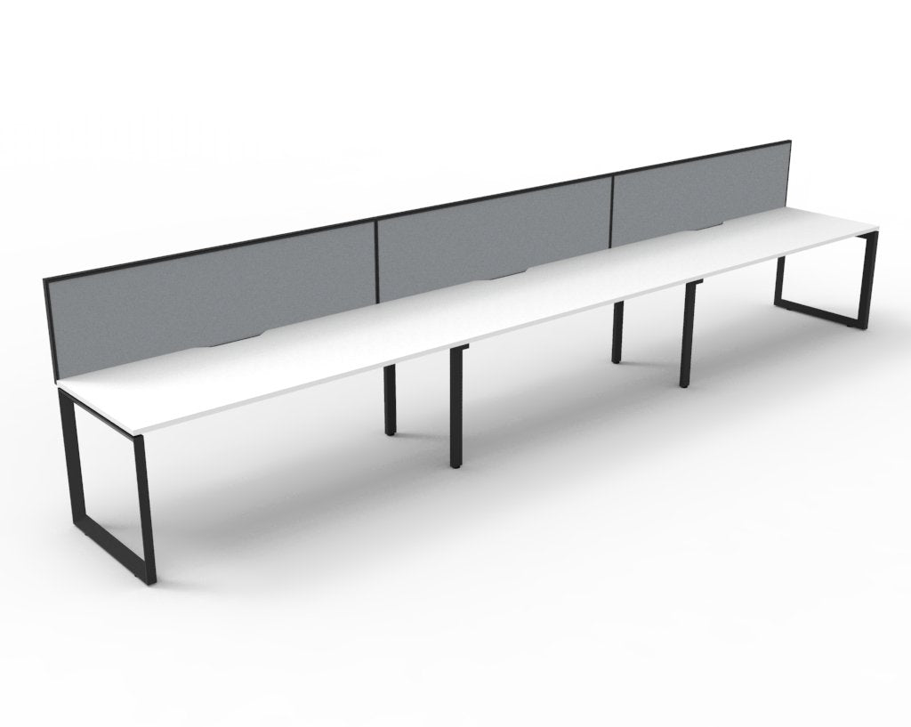 Rapidline Deluxe Infinity Single Sided 3 Person Workstation Loop Leg 1500 x 750mm with Screen Natural White / Black Satin