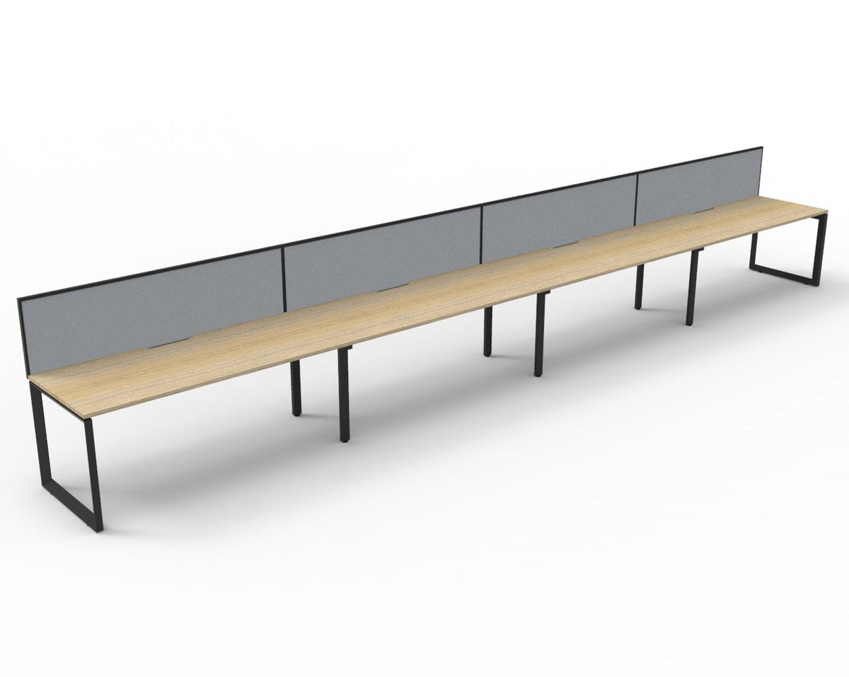 Rapidline Deluxe Infinity Single Sided 4 Person Workstation Loop Leg 1200 x 750mm with Screen Natural Oak / Black Satin
