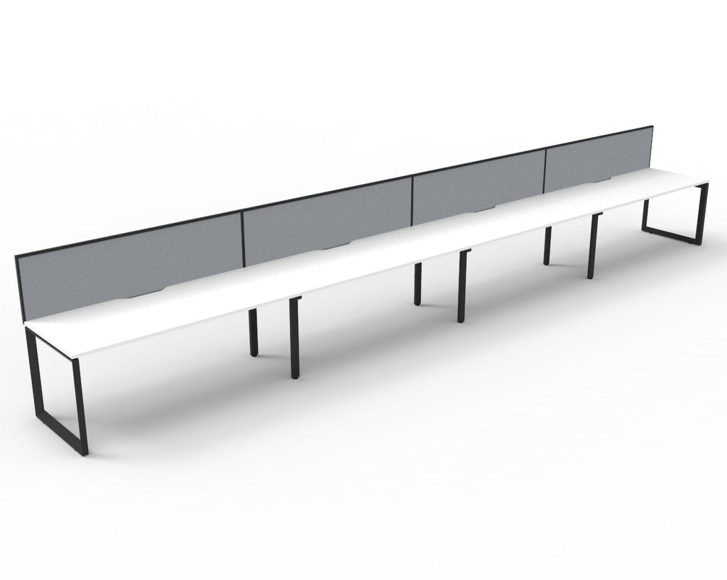 Rapidline Deluxe Infinity Single Sided 4 Person Workstation Loop Leg 1800 x 750mm with Screen Natural White / Black Satin