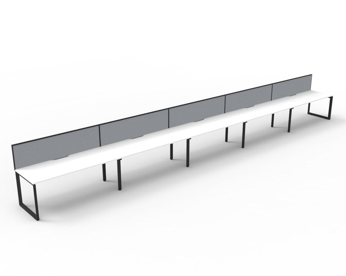 Rapidline Deluxe Infinity Single Sided 4 Person Workstation Loop Leg 1200 x 750mm with Screen Natural White / Black Satin