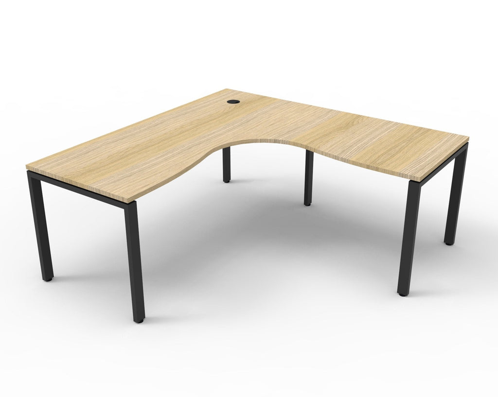 Rapidline Deluxe Infinity Corner Workstation 1800 x 1500 x 750mm Natural Oak / Black Satin