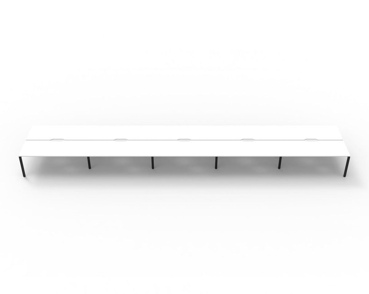 Rapidline Deluxe Infinity Back to Back 4 Person Workstation Profile Leg 1500 x 750mm Natural Oak / White Satin