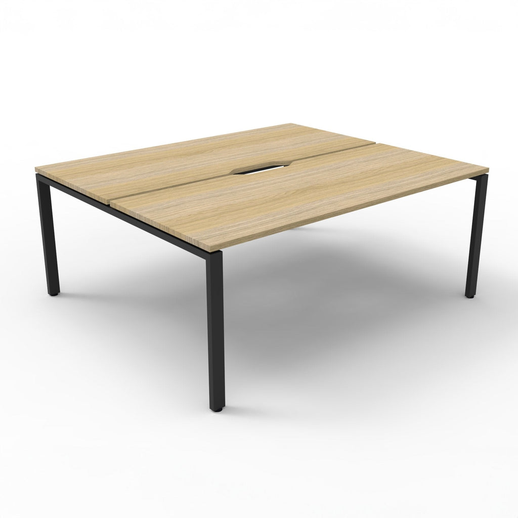 Rapidline Deluxe Infinity Back to Back 2 Person Workstation Profile Leg 1800 x 750mm with Screen Natural Oak / White Satin