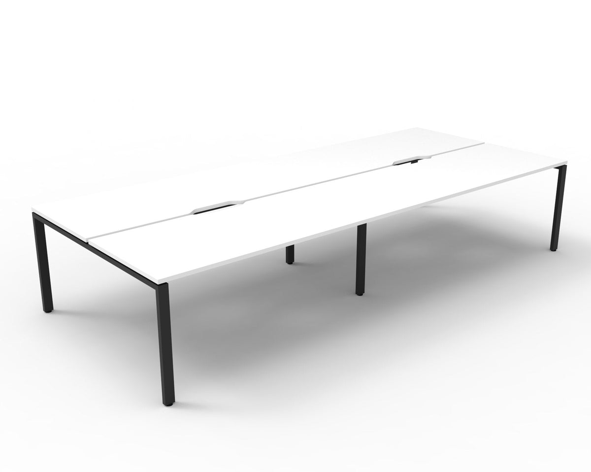 Rapidline Deluxe Infinity Back to Back 4 Person Workstation Profile Leg 1200 x 750mm with Screen Natural White / Black Satin