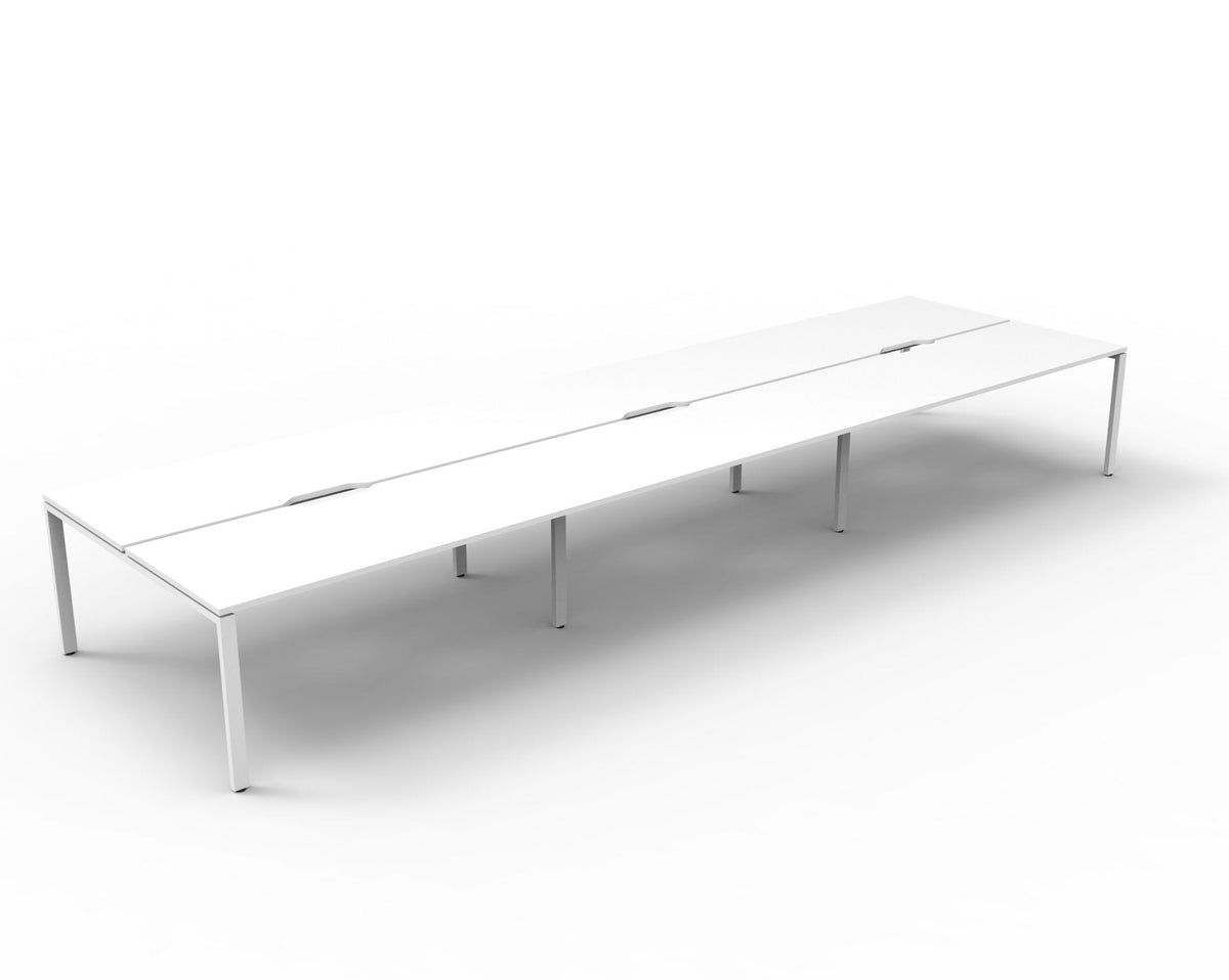 Rapidline Deluxe Infinity Back to Back 6 Person Workstation Profile Leg 1500 x 750mm Natural White / White Satin
