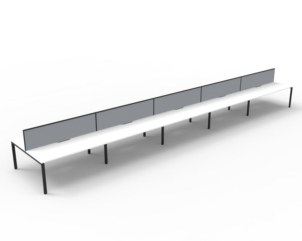 Rapidline Deluxe Infinity Back to Back 6 Person Workstation Profile Leg 1200 x 750mm with Screen Natural Oak / Black Satin