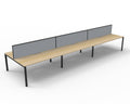 Rapidline Deluxe Infinity Back to Back 6 Person Workstation Profile Leg 1200 x 750mm with Screen Natural Oak / Black Satin
