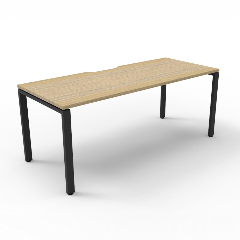 Rapidline Deluxe Infinity Single Sided Workstation Profile Leg 1200 x 750mm with Screen Natural Oak / Black Satin