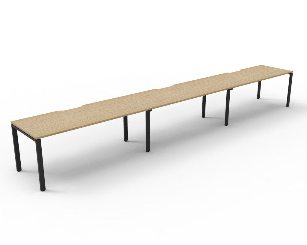 Rapidline Deluxe Infinity Single Sided 3 Person Workstation Profile Leg 1800 x 750mm Natural Oak / Black Satin