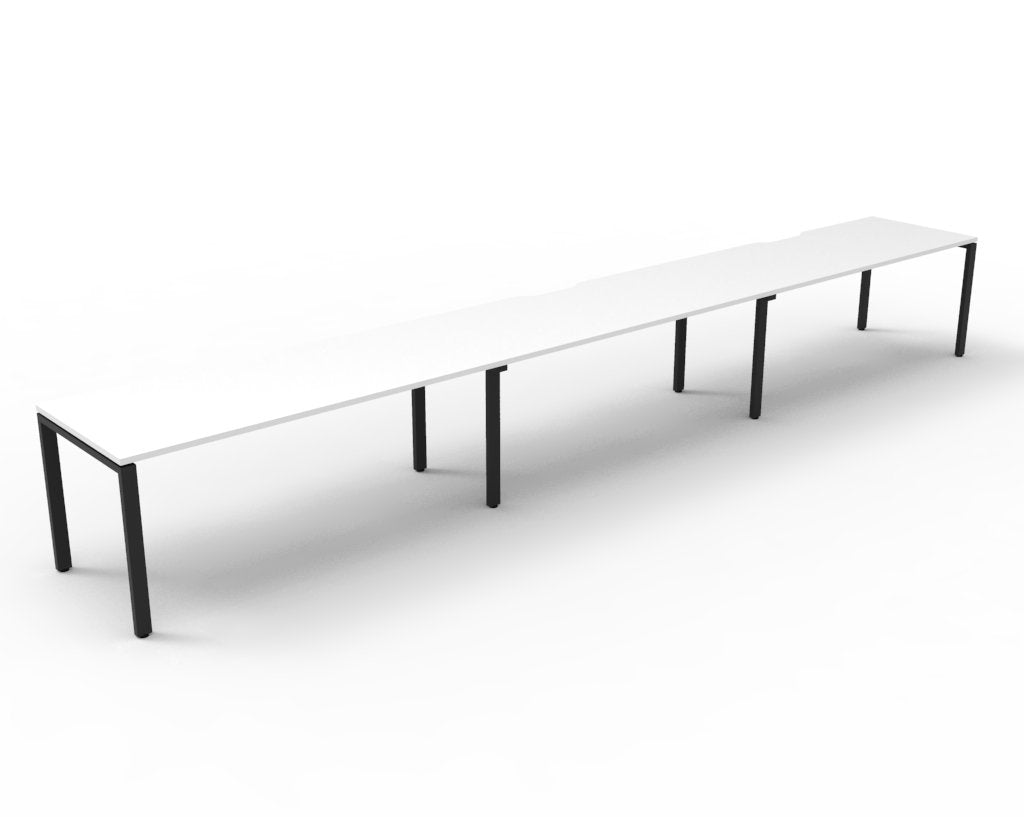 Rapidline Deluxe Infinity Single Sided 3 Person Workstation Profile Leg 1800 x 750mm Natural White / Black Satin