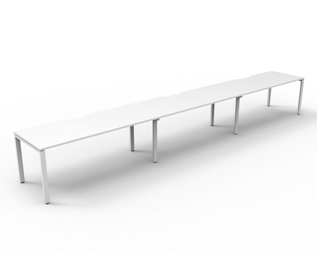 Rapidline Deluxe Infinity Single Sided 3 Person Workstation Profile Leg 1500 x 750mm Natural White / White Satin