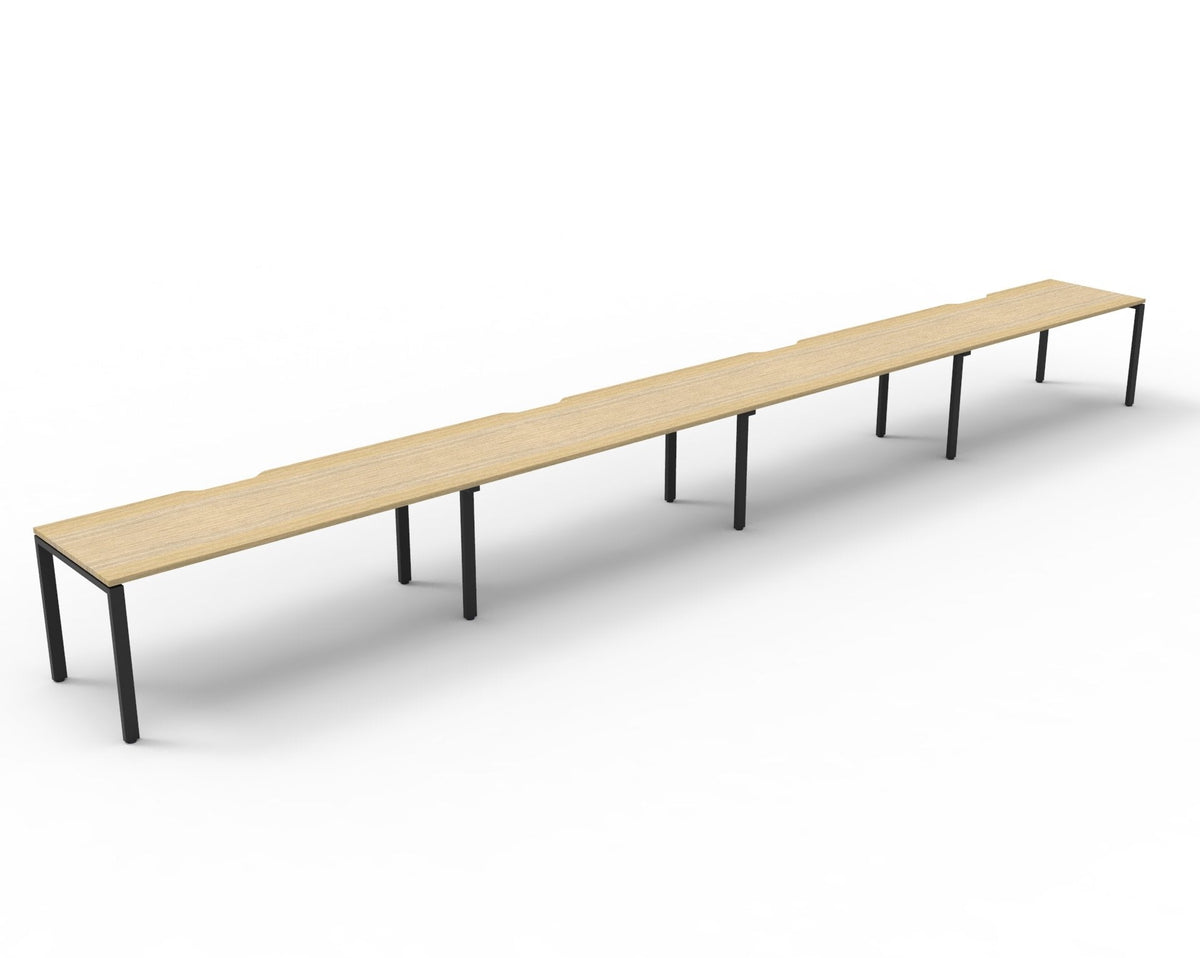 Rapidline Deluxe Infinity Single Sided 4 Person Workstation Profile Leg 1500 x 750mm with Screen Natural Oak / Black Satin