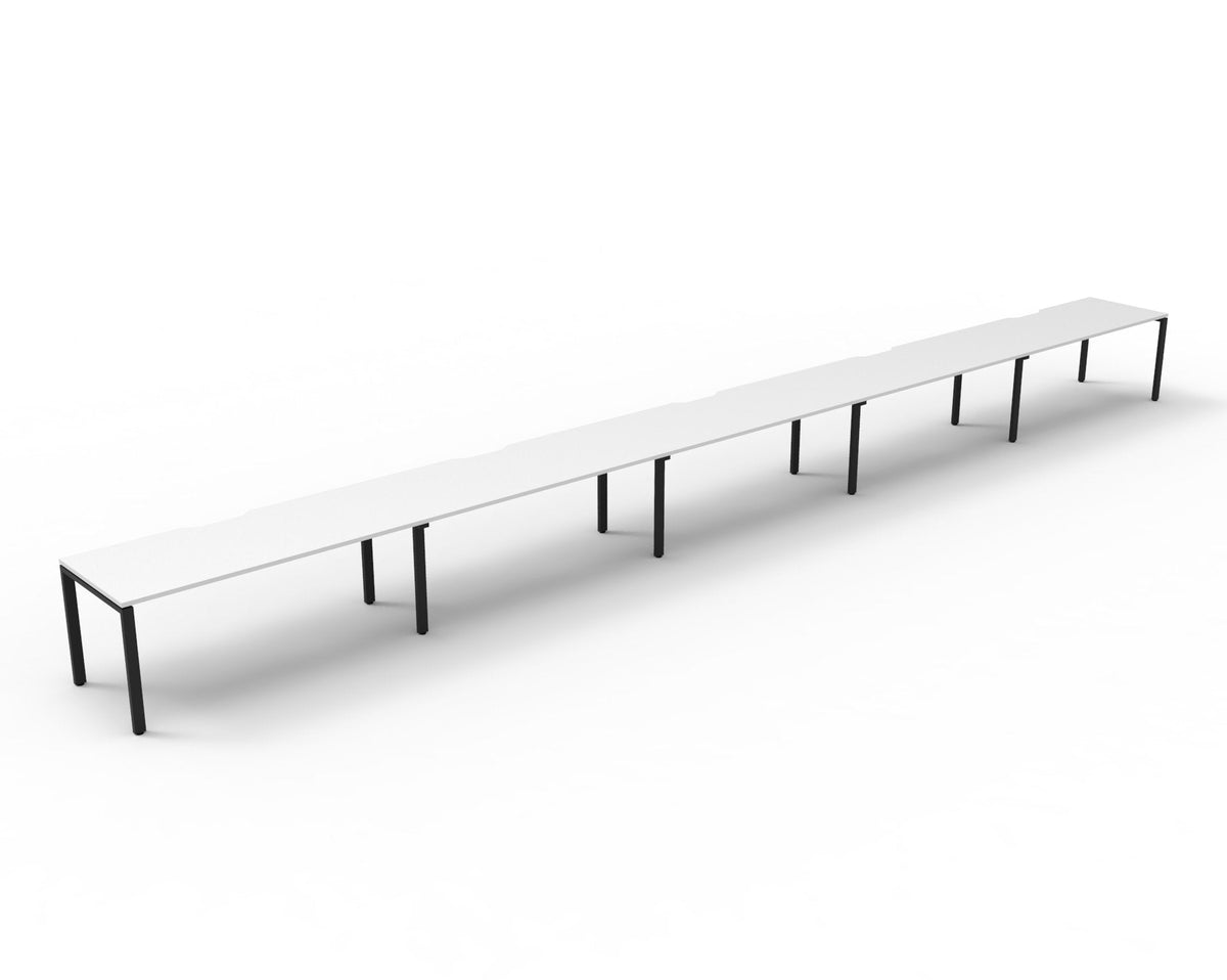 Rapidline Deluxe Infinity Single Sided 5 Person Workstation Profile Leg 1500 x 750mm Natural White / Black Satin