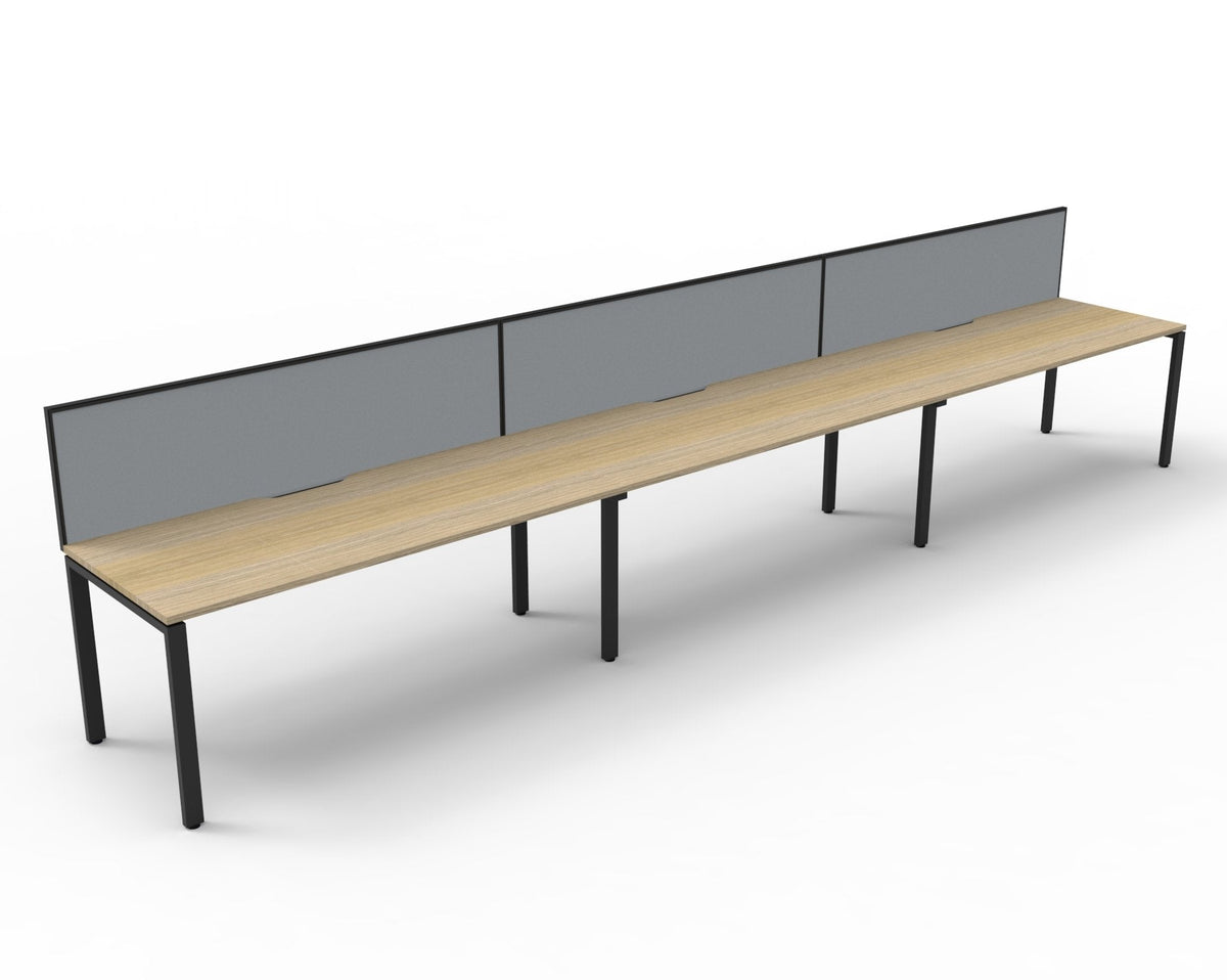 Rapidline Deluxe Infinity Single Sided 3 Person Workstation Profile Leg 1800 x 750mm with Screen Natural Oak / White Satin