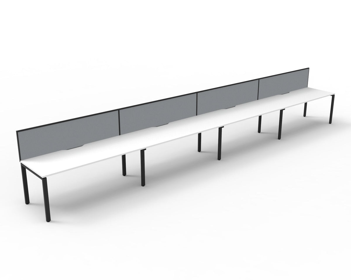 Rapidline Deluxe Infinity Single Sided 4 Person Workstation Profile Leg 1200 x 750mm with Screen Natural White / Black Satin