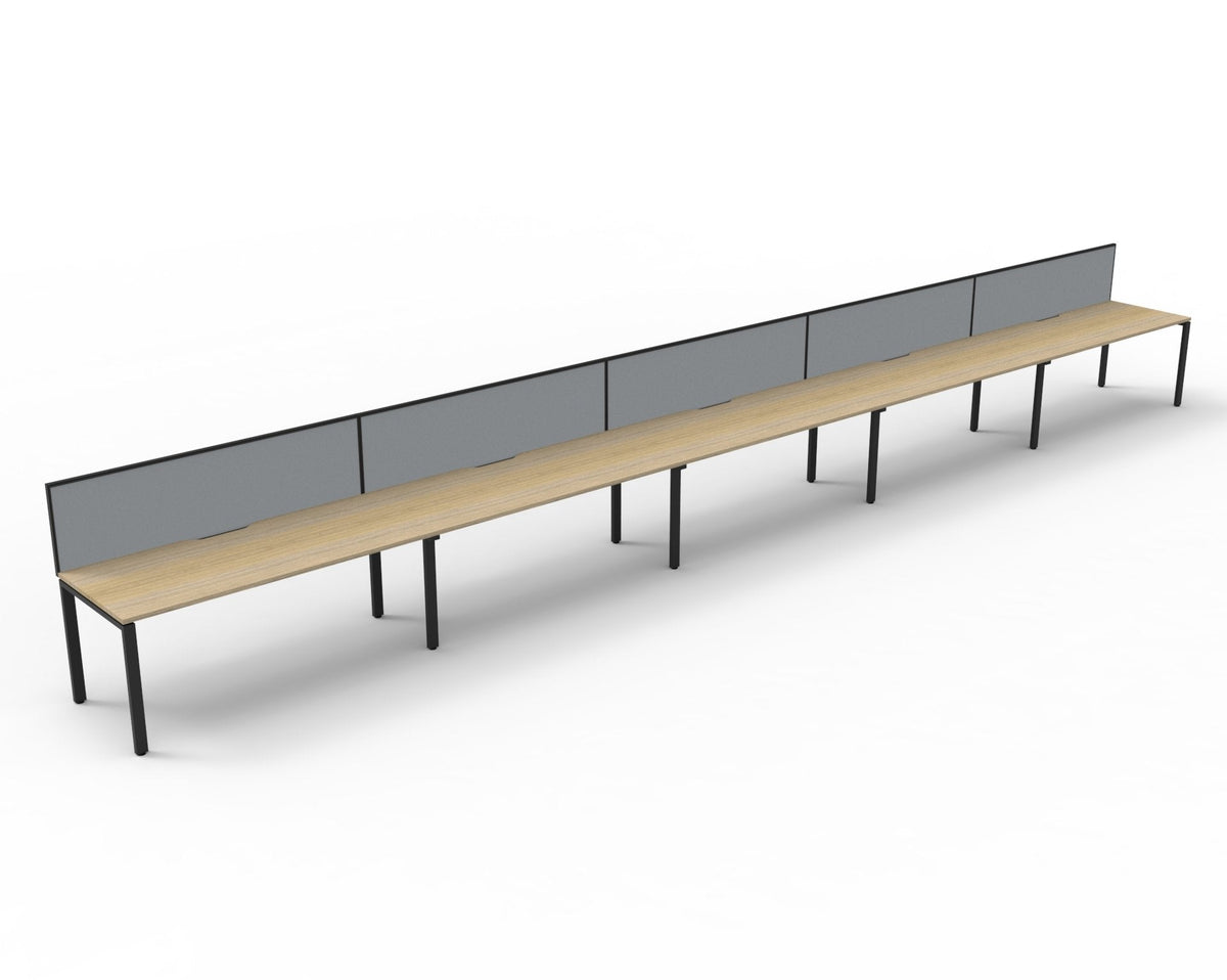 Rapidline Deluxe Infinity Single Sided 5 Person Workstation Profile Leg 1500 x 750mm with Screen Natural Oak / Black Satin