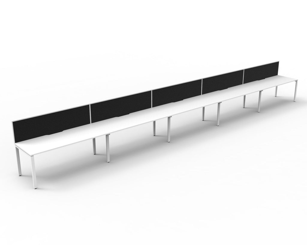 Rapidline Deluxe Infinity Single Sided 5 Person Workstation Profile Leg 1200 x 750mm with Screen Natural White / White Satin
