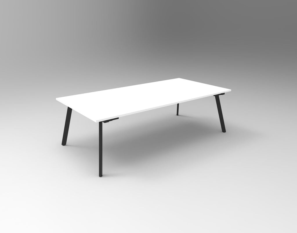 Rapidline Eternity Rectangle Meeting and Boardroom Table 2400 x 1200mm Natural White / Black Satin