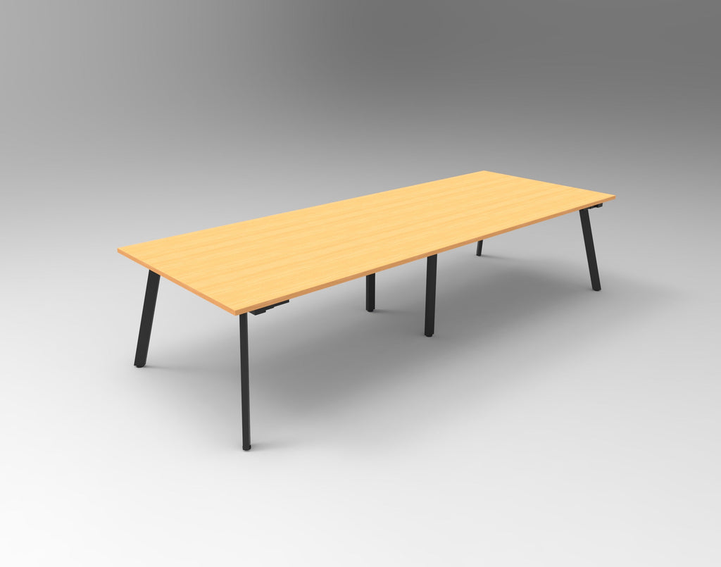 Rapidline Eternity Rectangle Meeting and Boardroom Table 3200 x 1200mm Beech / Black Satin